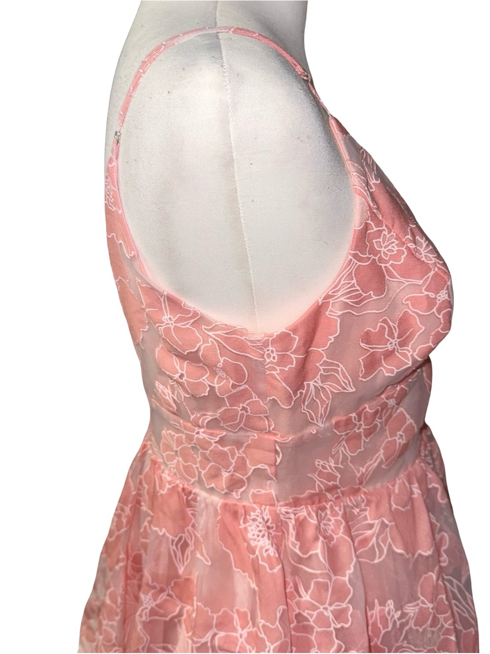 Lulus Floral Feelings Pink Floral Jacquard Babydoll Mini Dress women’s Medium - Picture 10 of 16